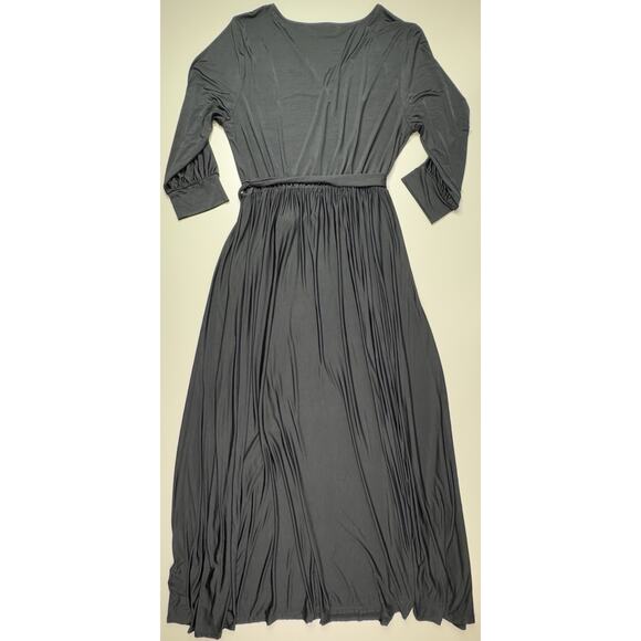Laurie Felt Wrap Front Maxi Dress Dress L Black Goth Witchy Spooky Stretchy Glam - Picture 13 of 16